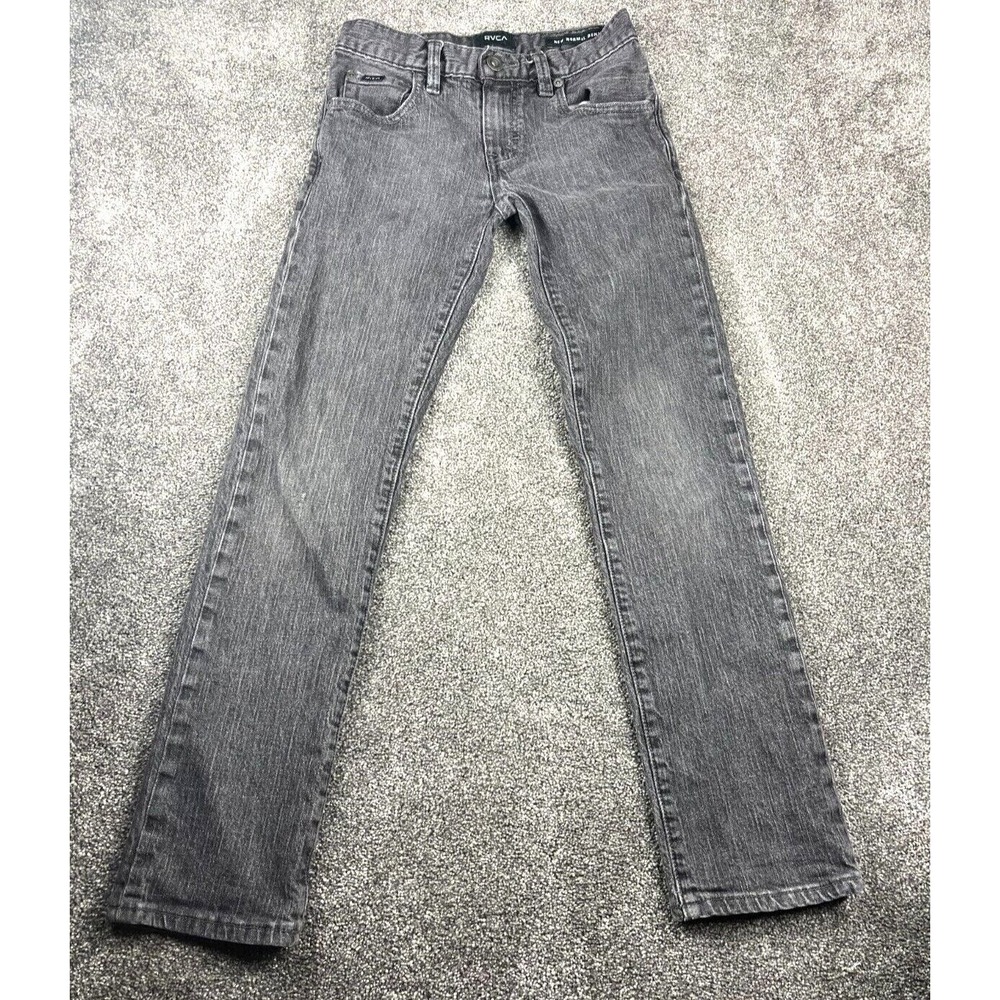 RVCA Boys' Daggers Slim Straight Leg‎ Black Denim Jeans Size 25 measures 24x26
